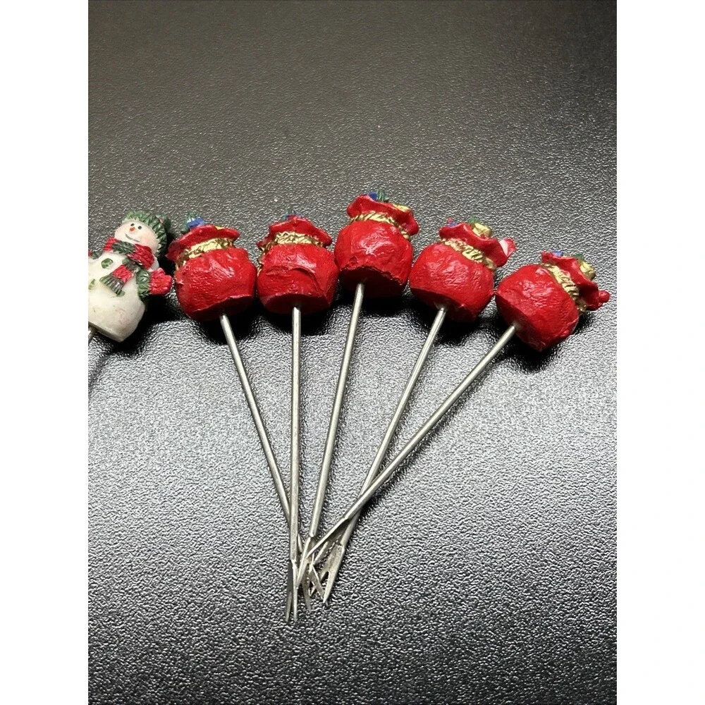Cupcake Topper / Cocktail Pick - Snowman & Gift Sack - Set of 10